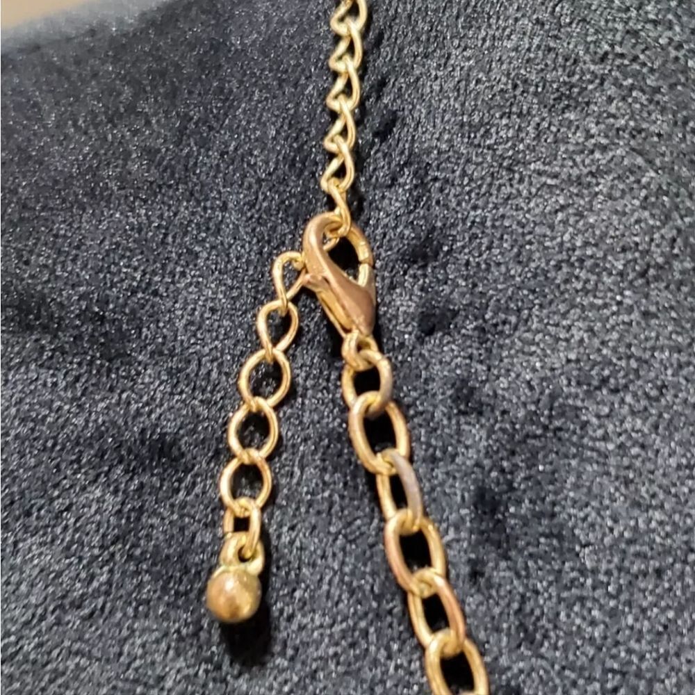 Blue Rhinestone Gold Chain Statement Necklace Vtg - Picture 8 of 8
